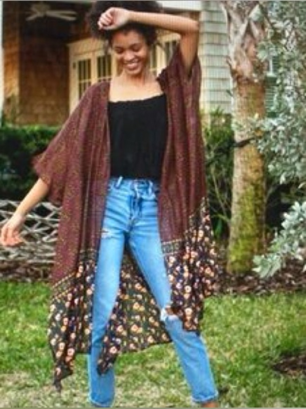 Natural Life | Brown Paisley Duster Kimono, One Size